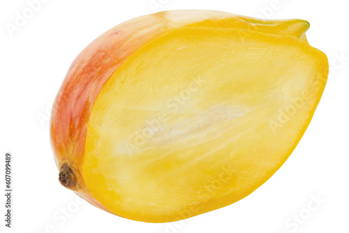 Sliced ripe yellow mango. Isolated on a white background.