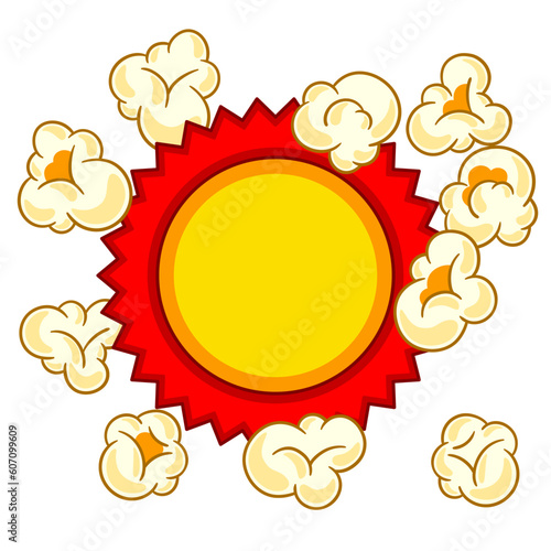 Background with popcorn. Image of snack food in cartoon style.