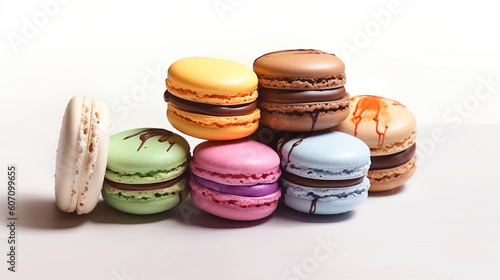 colorful macarons isolated on white background. Generate AI