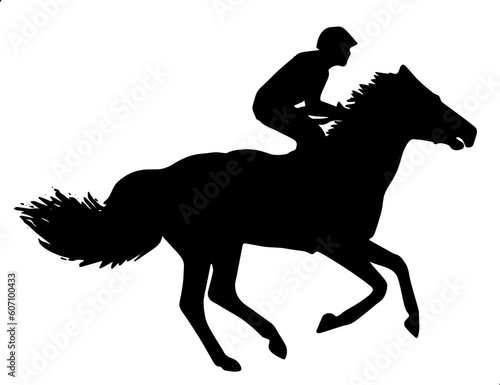 Fotografiet silhouette of a horse racing