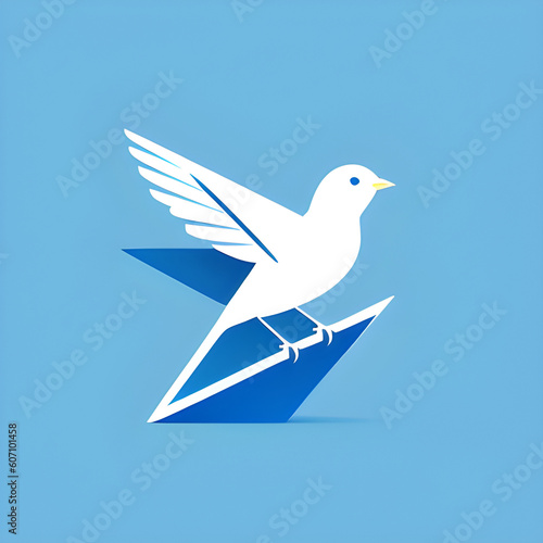 Dove of peace on blue background. Generative AI