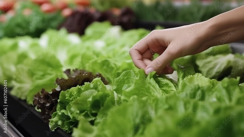 person buying lettuce at market Generative AI