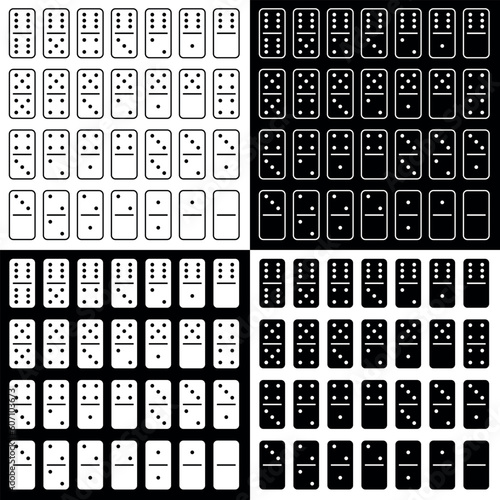 Domino 4 sets Black and White - Classic and Contour