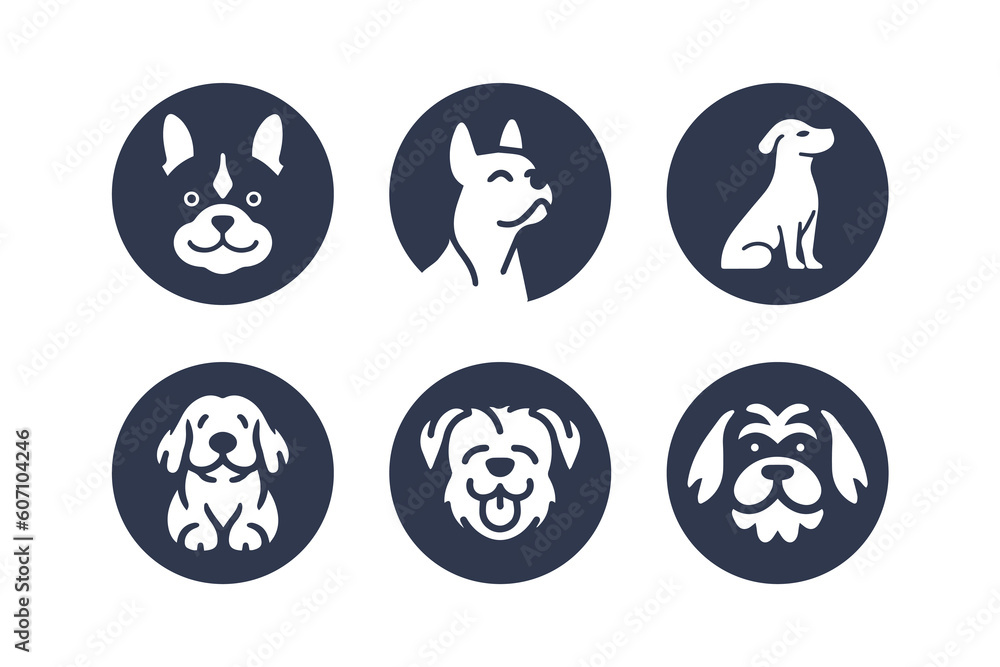 Cute Dog vector circle icon set. Cute Dog vector circle icon set.