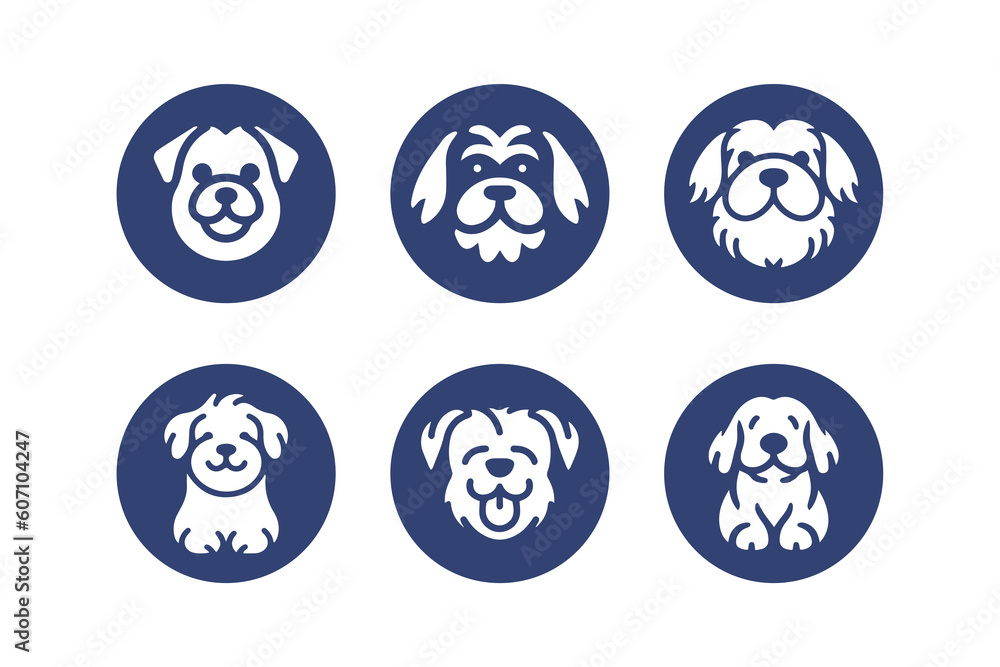 Cute Dog head vector icon set. Cute Dog head vector icon set.