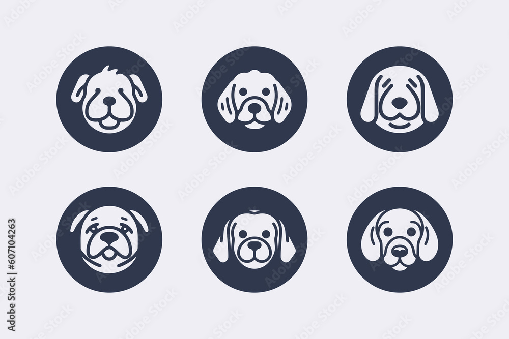 Cute Dog head vector icon set. Cute Dog head vector icon set.
