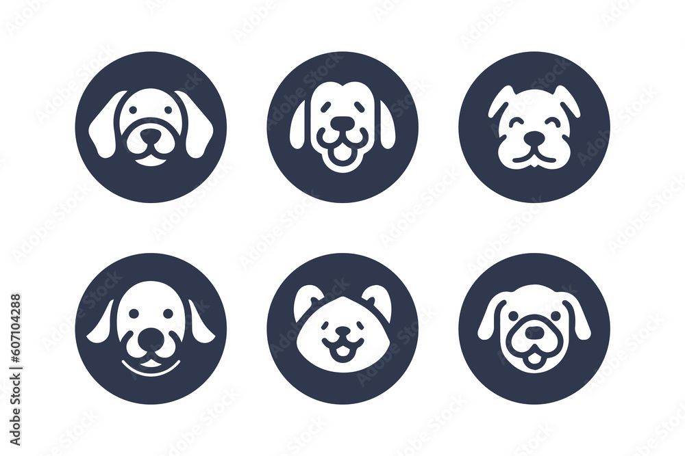 Dog silhouette vector cartoon logo set	