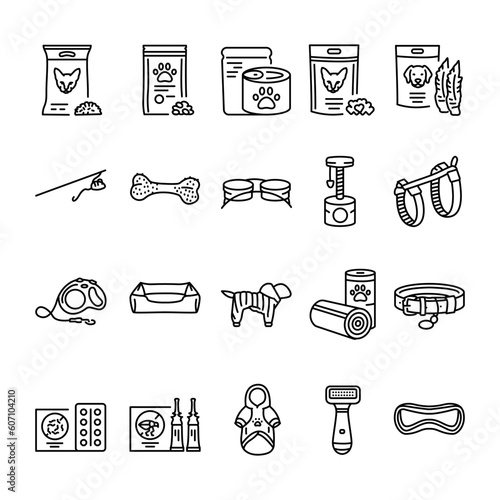 Goods for pets black line icon.