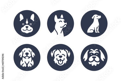 Cute Dog vector  circle icon set.