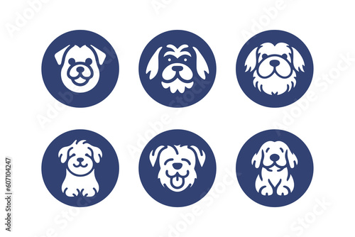 Cute Dog  head vector icon set.