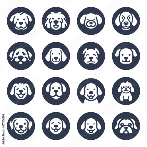 Dog silhouette vector cartoon logo set 