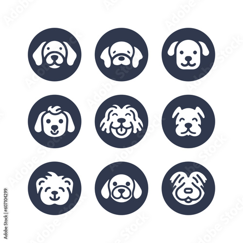 Dog silhouette vector cartoon logo set 