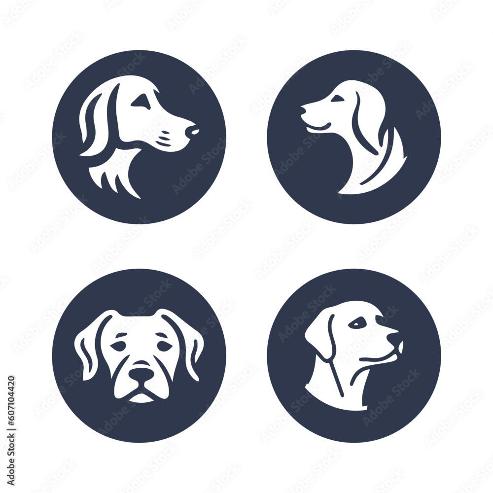 Obraz premium Dog hand drawn silhouette vector icon set