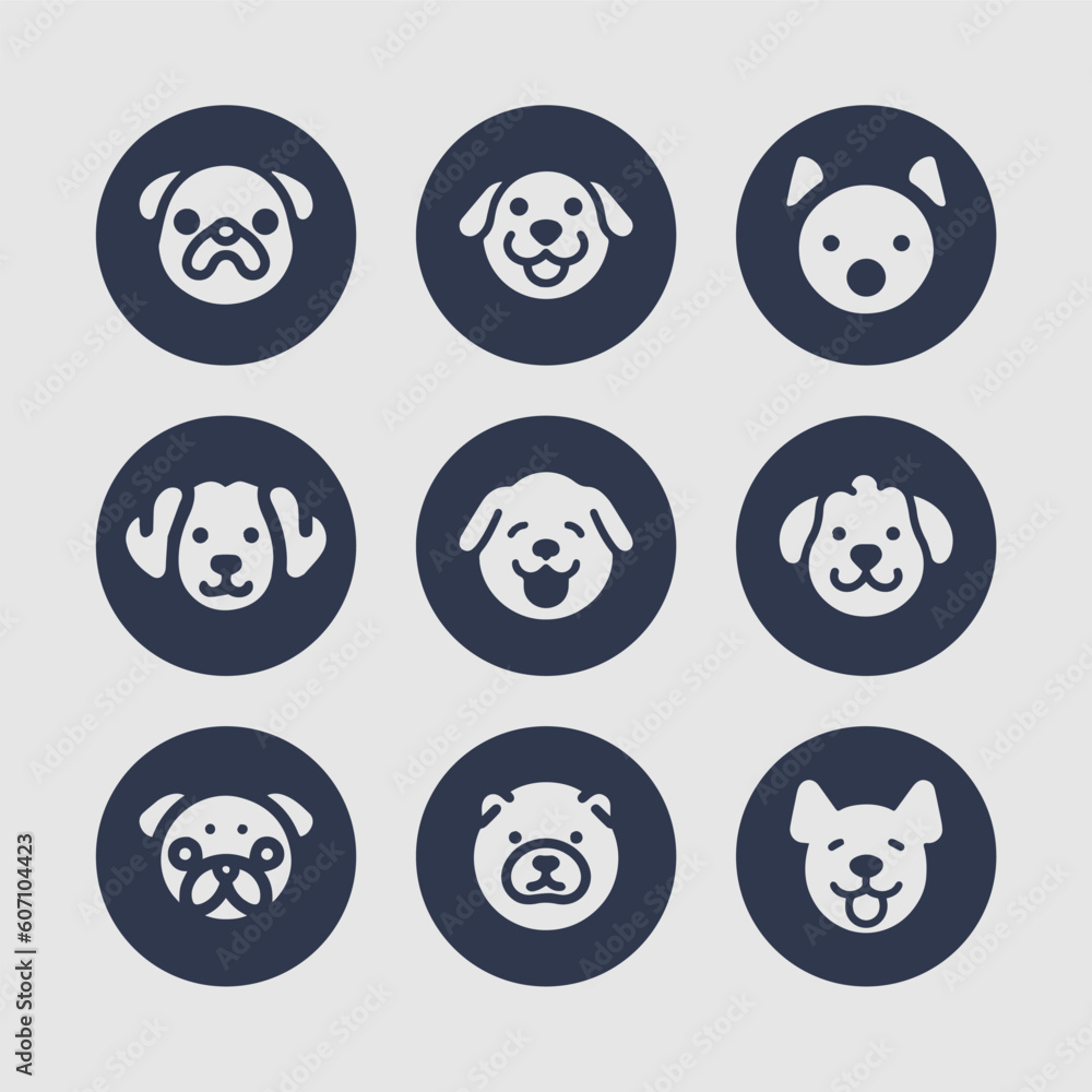 Dog hand drawn silhouette vector icon set Dog hand drawn silhouette vector icon set