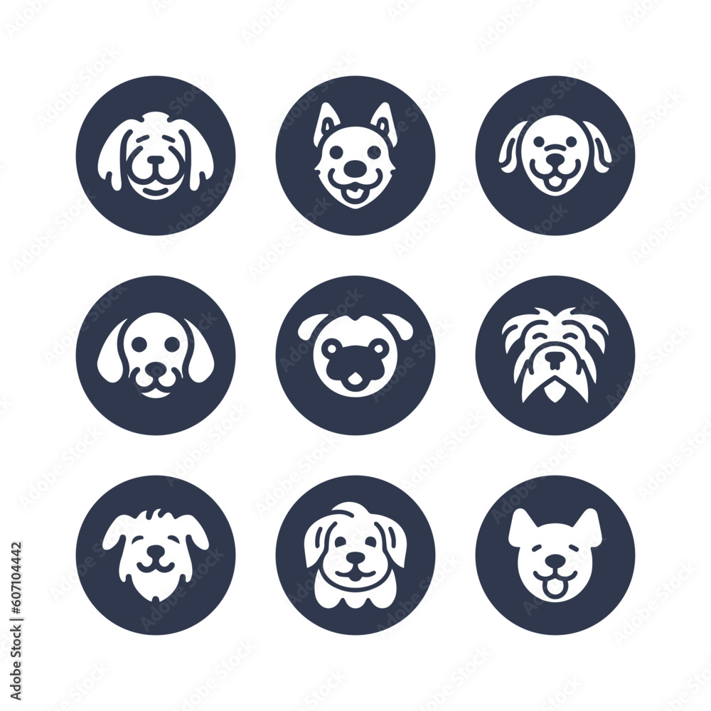 Dog hand drawn silhouette vector icon set Dog hand drawn silhouette vector icon set