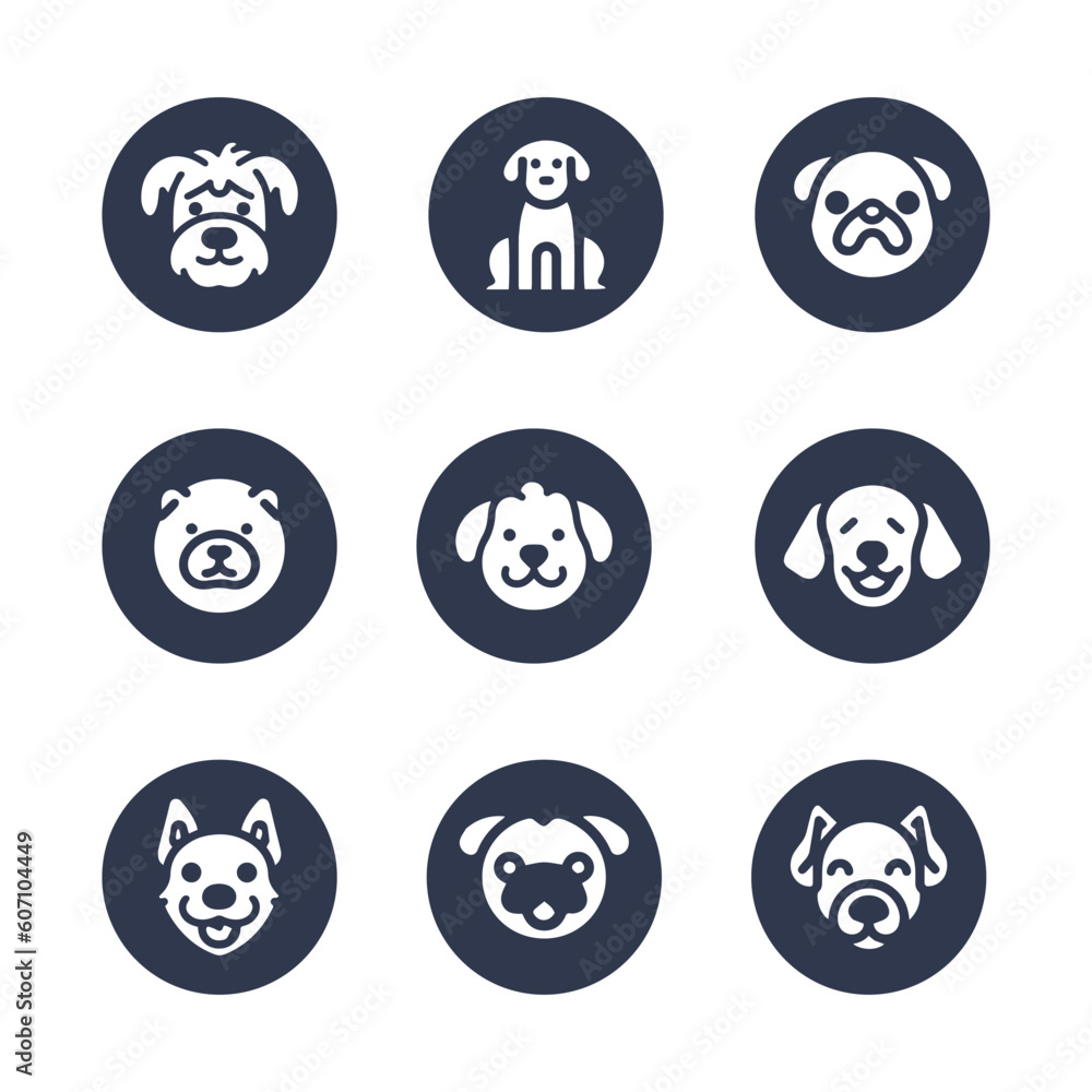 Dog hand drawn silhouette vector icon set Dog hand drawn silhouette vector icon set