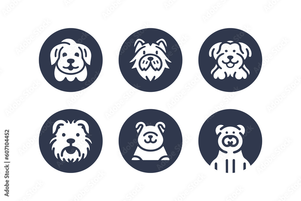 Dog hand drawn silhouette vector icon set Dog hand drawn silhouette vector icon set
