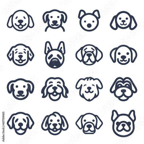 Cartoon Dog face vector line icon set  © Oksana