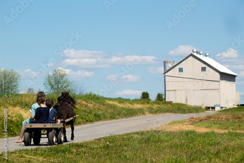 Kids on a wagon