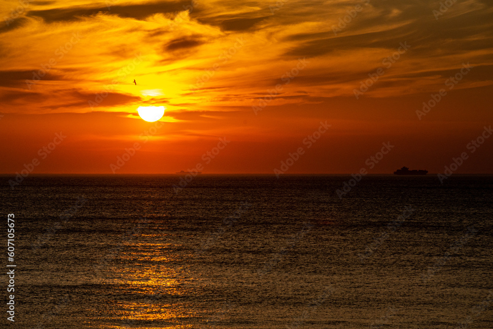 morning sunrise over atlantic ocean in virginia beach virginia