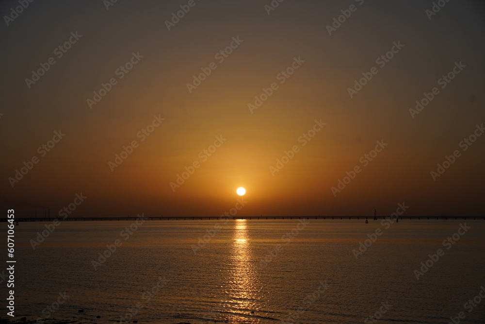 Sunset over the Shuwaikh Beach, Persian Gulf, Kuwait, Middle East