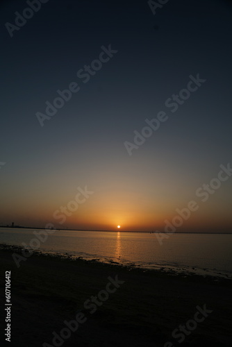 Sunset over the Shuwaikh Beach, Persian Gulf, Kuwait, Middle East