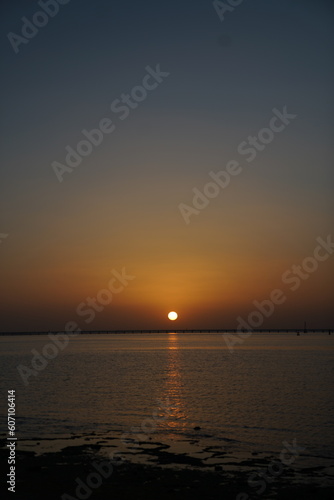 Sunset over the Shuwaikh Beach, Persian Gulf, Kuwait, Middle East