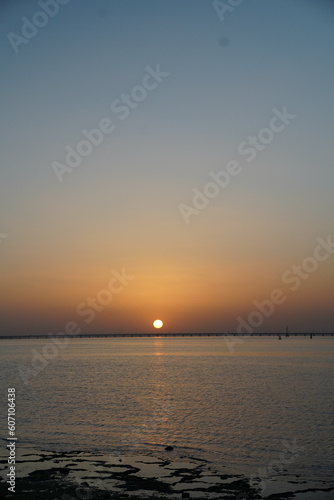 Sunset over the Shuwaikh Beach, Persian Gulf, Kuwait, Middle East