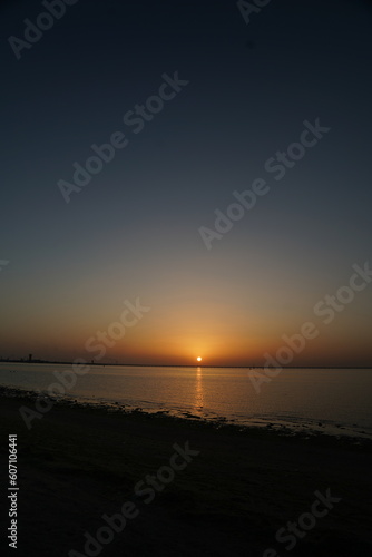 Sunset over the Shuwaikh Beach, Persian Gulf, Kuwait, Middle East © DuMarc