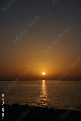 Sunset over the Shuwaikh Beach, Persian Gulf, Kuwait, Middle East