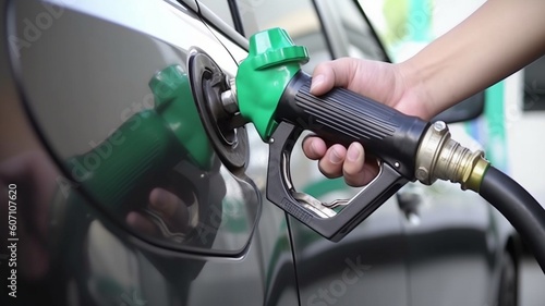 gas pump nozzles goes into car Generative AI