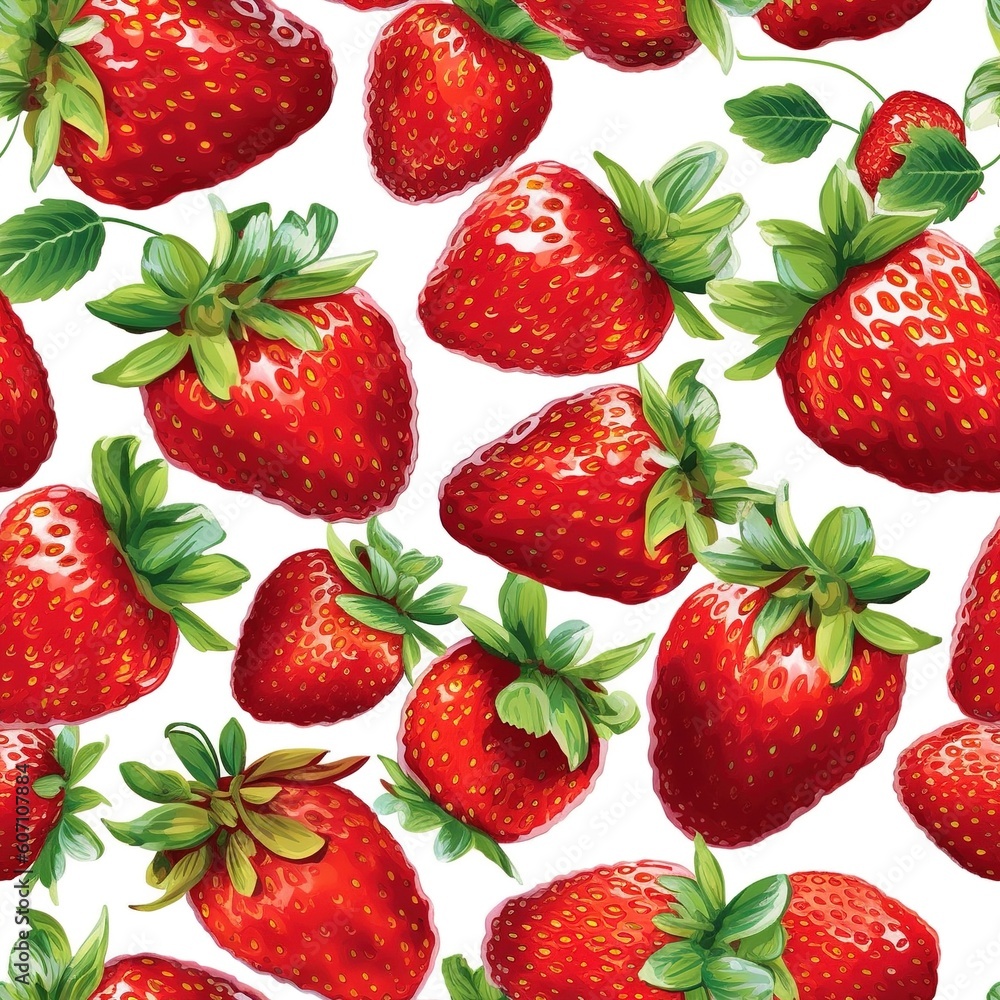 strawberry pattern, pattern for fabric. Generative AI strawberry pattern, pattern for fabric. Generative AI