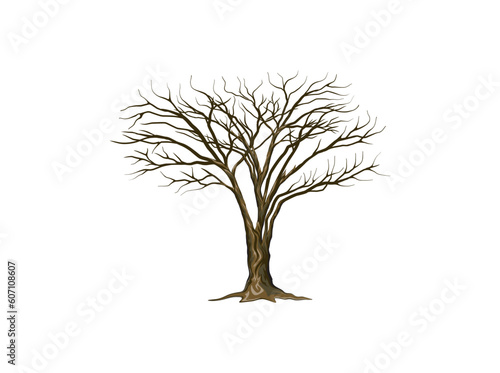 Abstract hand drawing drought tree vector isolated on white