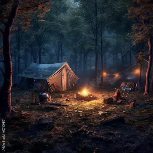 tent in the forest