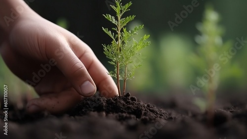 Young sprouts at soil Generative AI