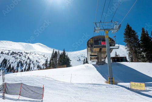 breckenridge colorado ski resort town and ski slope in spring