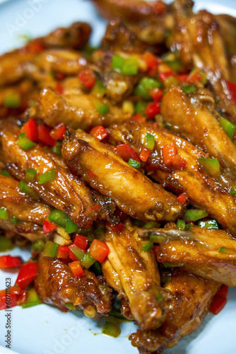 A delicious Chinese home cooking dish, Braised Chicken Wings in Sauce