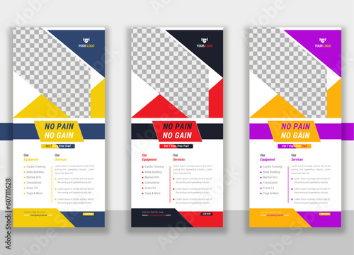 gym rack card and dl flyer template
