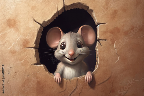 Cute Cartoon Mouse Peeking ...