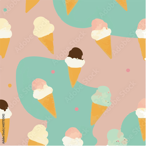 cute simple stracciatella ice cream pattern, cartoon, minimal, decorate blankets, carpets, for kids, theme print design
