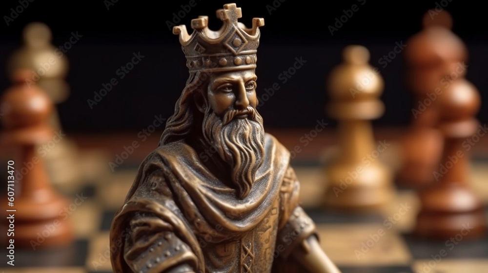Expensive chess pieces on black Generative AI