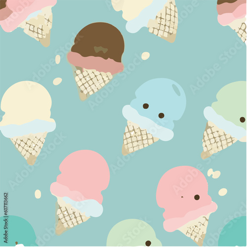cute simple mochi ice cream pattern, cartoon, minimal, decorate blankets, carpets, for kids, theme print design
