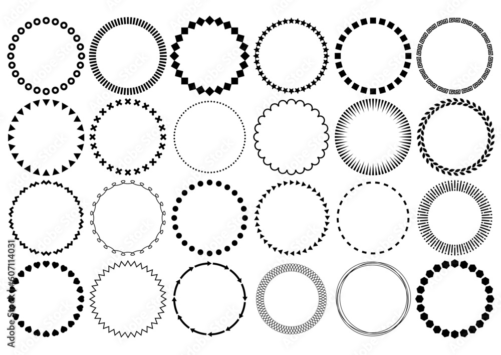 幾何学模様の円形アイコンイラストセット