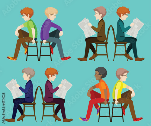 Faceless men sitting down by the greatest graphics
