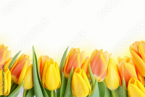 yellow tulips on a yellow gradient background Generative AI