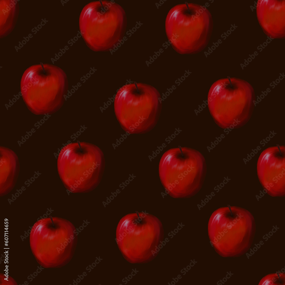 Seamless pattern with red apples on the brown background. Seamless pattern with red apples on the brown background.