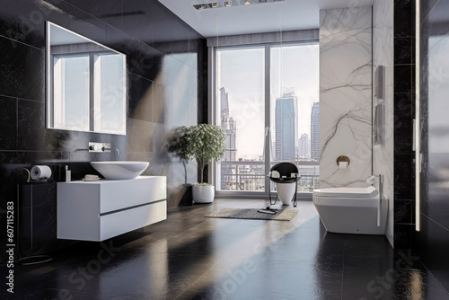 Generative AI illustration of Large Luxury Bathroom with luxurious design