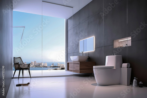 Generative AI illustration of Large Luxury Bathroom with luxurious design