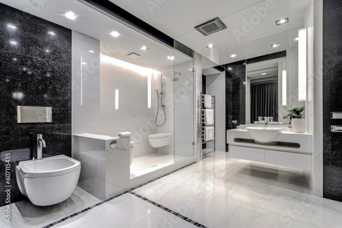 Generative AI illustration of Large Luxury Bathroom with luxurious design
