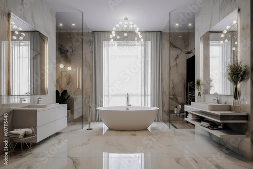 Generative AI illustration of Large Luxury Bathroom with luxurious design